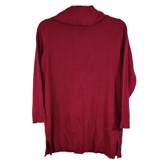 Roamans Red Thermal Waffle Knit Top Women Size M Shawl Collar Long Sleeve - Picture 4 of 6